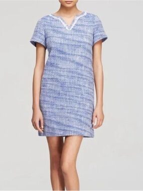 kate spade Blue and White Textured Midi Dress